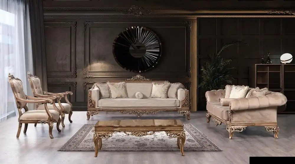 Sofagarnitur 3+3+1+1 Sitz Couchtisch Chesterfield Sofa Sessel Luxus Set 5tlg Bestseller