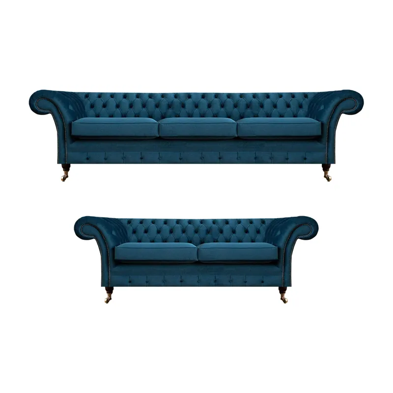 Sofagarnitur Chesterfield Textilsofa Sofas Couch Polster Sessel Wohnzimmer Sonderaktion