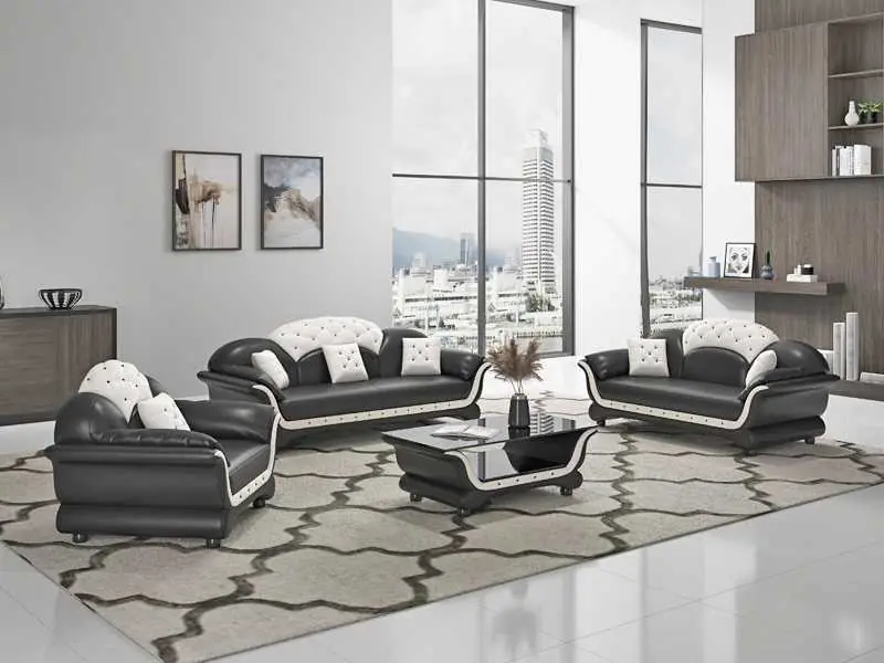 Top-Qualität Sofagarnitur Couchgarnitur Ledersofa Sofa Komplette 3tlg Sofas Schwarz