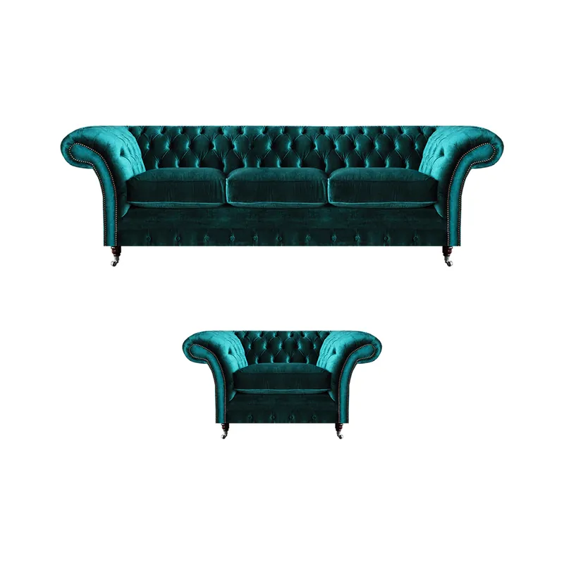 Knallerangebot Sofagarnitur Wohnzimmer 2tlg Dreisitzer Couch Sofa Chesterfield Sessel