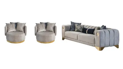 Günstig Stilvolles Wohnzimmer Set Designer Sofagarnitur Dreisitzer 2x Sessel