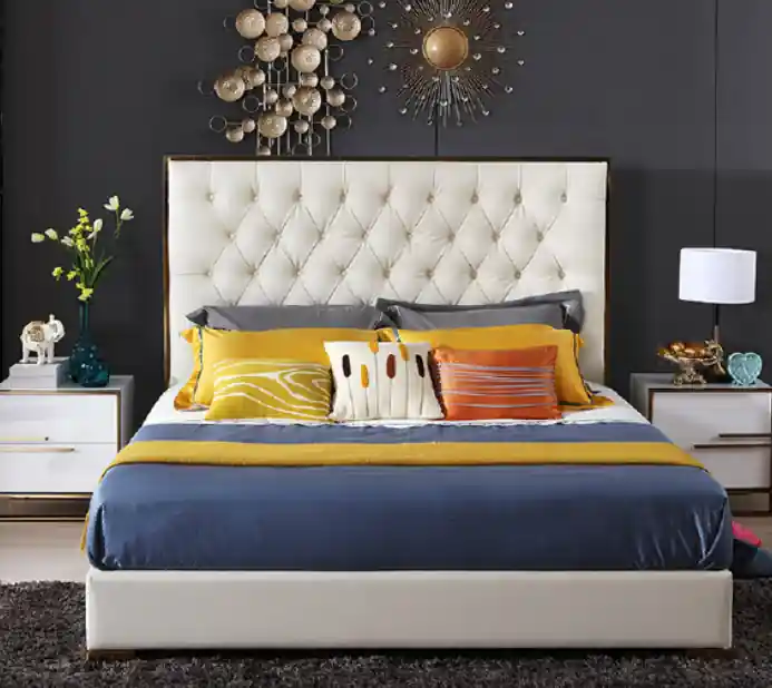 Preisknaller Weißes Chesterfield Großes Bett Schlafzimmer Möbel Designer Betten Neu