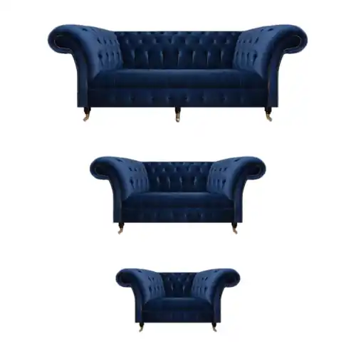 Wohnzimmer 3tlg Luxus Komplett Sofas Chesterfield Textil Einrichtung Sessel Aktuell