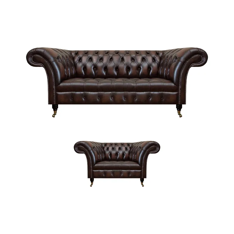 Abverkauf Wohnzimmer Set 2tlg Dreisitzer Sofa Couch Chesterfield Sessel Neu Polstermöbel