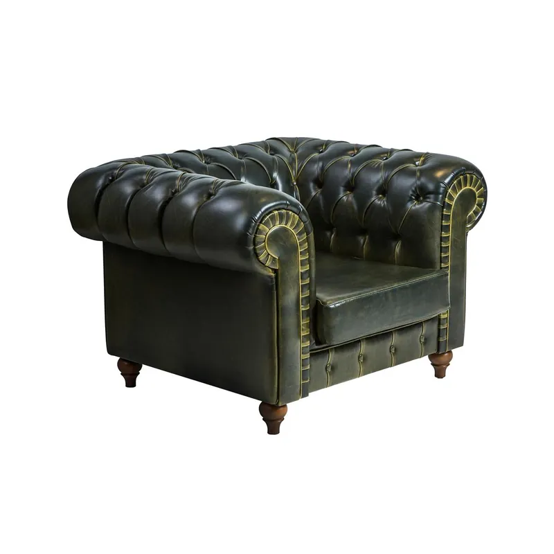 Сhesterfield Sessel Grün Modern Design Sitz Neu Einrichtung Wohnzimmer Original