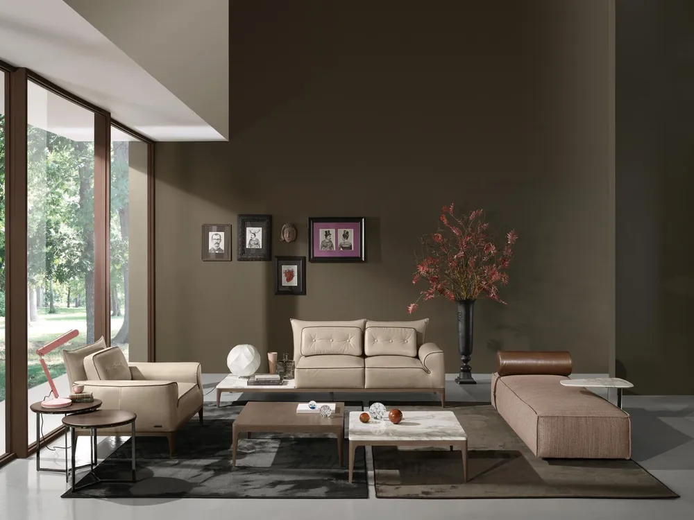 Must-Have Luxus Garnitur Sofagarnitur 2+1 Sitz Sofa Sofas Sessel Leder 2tlg. PRIANERA