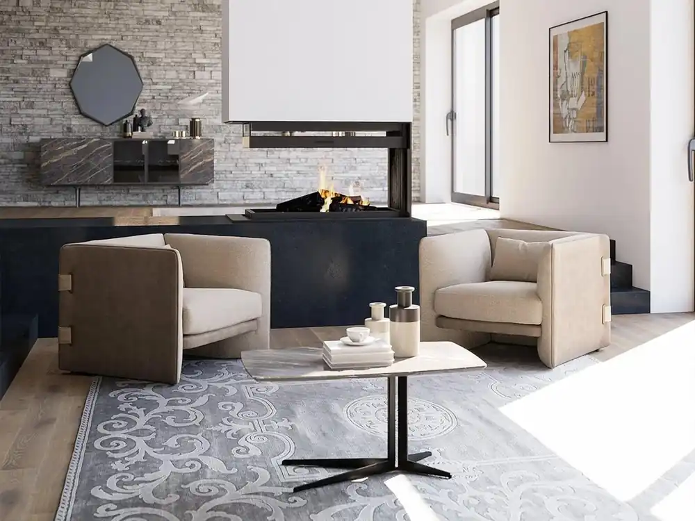2x Sessel mit Couchtisch Wohnzimmer Komplett Möbel Desing Einrichtung Garnitur Preiswert