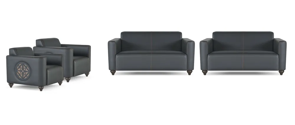 Gratis Versand Arbeitszimmer-Set 4tlg 2x 2-Sitzer mit 2x Sessel Schwarz Farbe Wohnzimmer