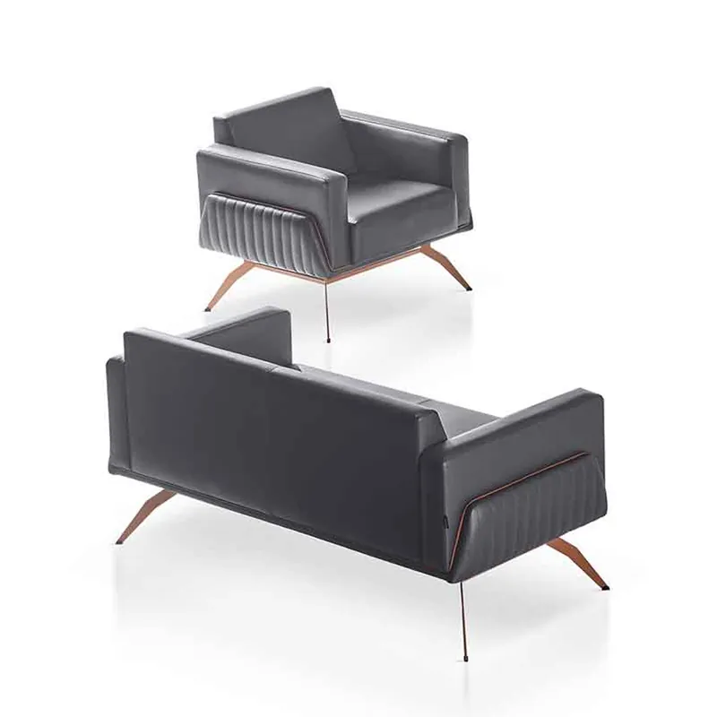 Arbeitszimmer-Set 2tlg 2-Sitz Sofa mit Sessel Grau Einfarbig Wohnzimmer Knallerangebot