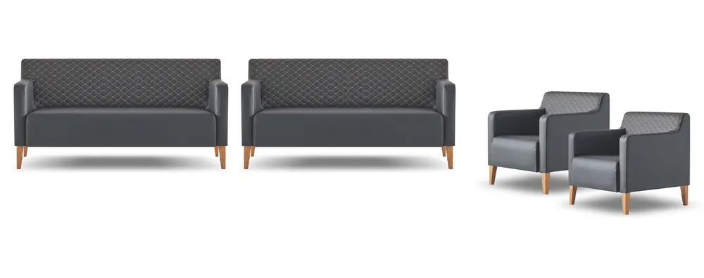 Weltweiter Versand Arbeitszimmer-Set 4tlg Schwarz 2x 3-Sitzer 2x Sessel Einfarbig Modern