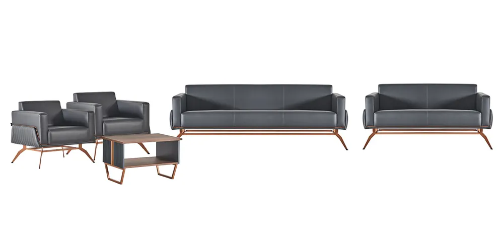 Schnäppchen Arbeitszimmer-Set 5tlg 3-Sitzer 2-Sitzer 2x Sessel Couchtisch Grau Braun