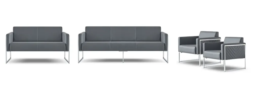 Arbeitszimmer-Set 4tlg 3-Sitzer 2-Sitzer 2x Sessel Grau Einfarbig Modern Angebot