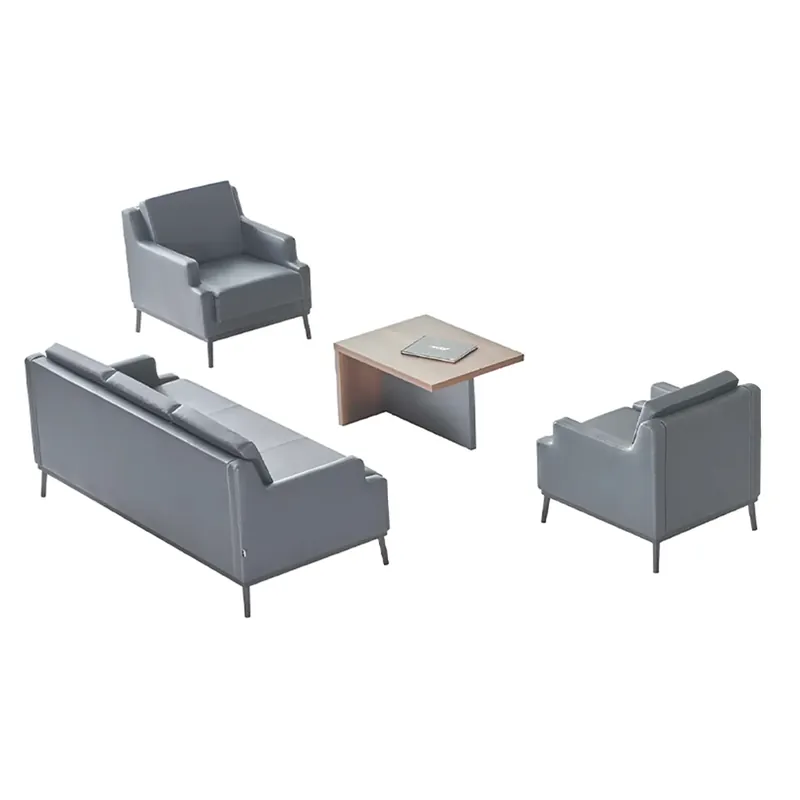 Arbeitszimmer-Set 4tlg 3-Sitzer 2x Sessel Couchtisch Dunkelgrau Braun Knallerangebot
