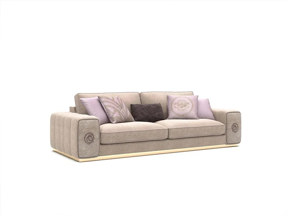 Hochwertig Beige Dreisitzer Sofa Couch Wohnzimmer Polstermöbel Einrichtung Neu Möbel
