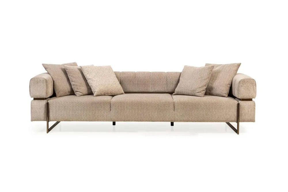 Beiger Viersitzer Designer Stoffsofa Polstersofas Wohnzimmer Couchen Neu Im Sortiment