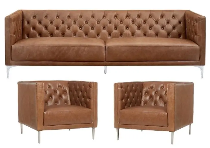 Expressversand Braun Chesterfield 2 Sessel Leder Modern Design Sofa Neu Kreative Möbel Sofa Set