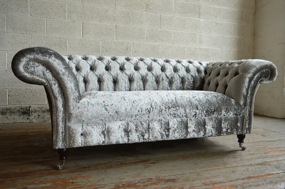 Chesterfield 2 Sitzer Couch Polster Sofa Designer Couchen Sitz Samt Textil Neu Neu