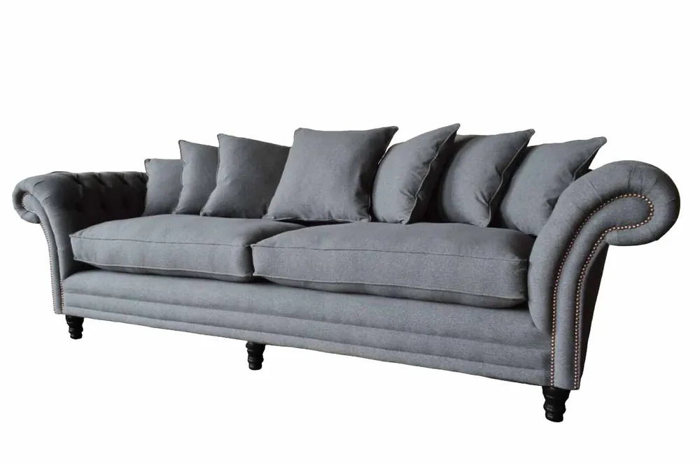 Schnäppchen Chesterfield Couch Polster Sofas Klassische Sofa 4 Sitzer Couchen Grau