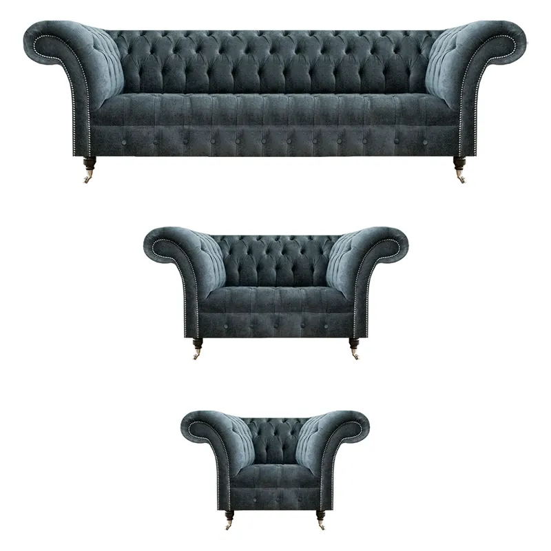 Kostenloser Versand Chesterfield Graue Couchgarnitur Designer Polstersofas Edler Einsitzer