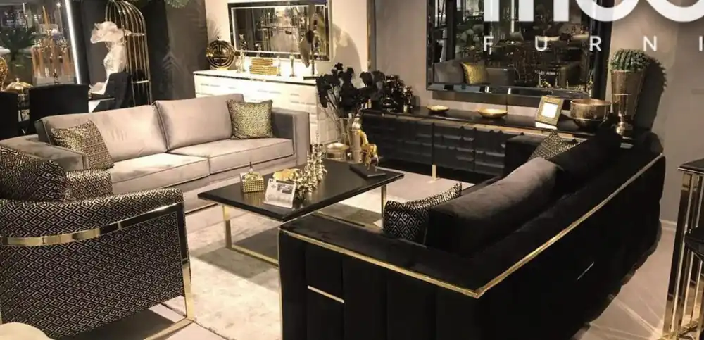 Schneller Versand Design Couch Dreisitzer Polster Sofas Stoff Modern 3 Sitzer Couchen Samt Metall