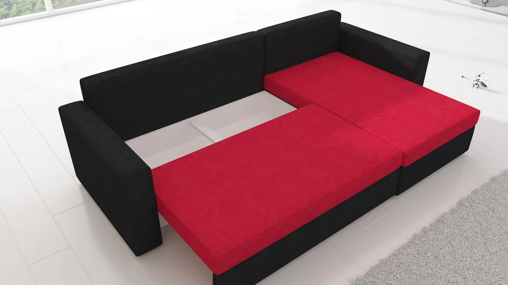 Geld-Zurück-Garantie Design Ecksofa Schlafsofa Bettfunktion Couch Leder Polster Textil Sofas Neu 502