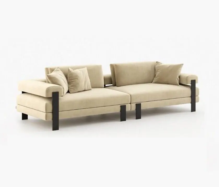 Handgefertigt Designer Sofa 2 Sitzer Modern Couch Polster Beige Sofas Designsofa Neu