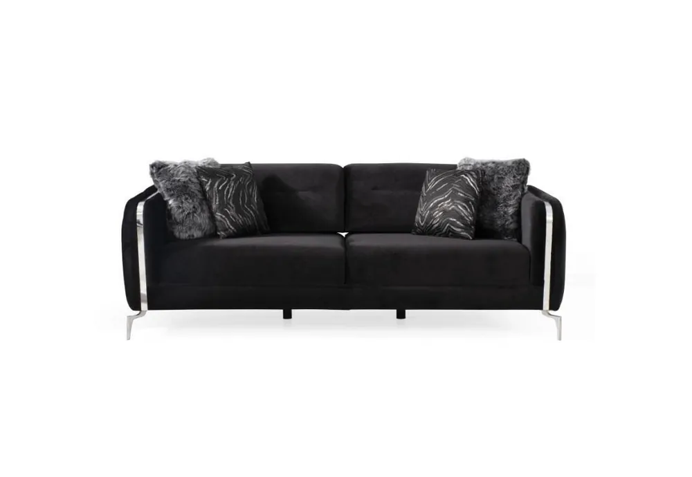 Neue Ware Designer Sofa 3 Sitzer big Couch Polster Sofas Design schwarz Samt Möbel