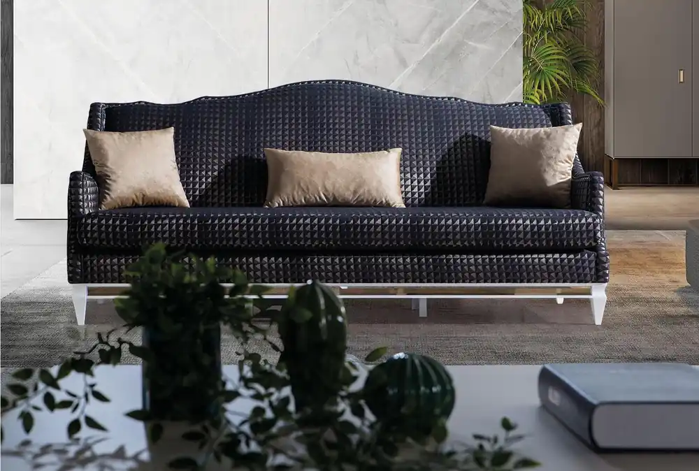 Preisknaller Designer Sofa 3-er Wohnzimmer Sofas Graue Couchen Luxus Textilsofas Neu