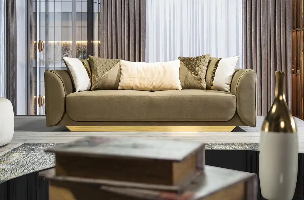 Designer Sofa 3-Sitzer grün Stoffsofa Sofapolster Sofas Textilien Couch Neu