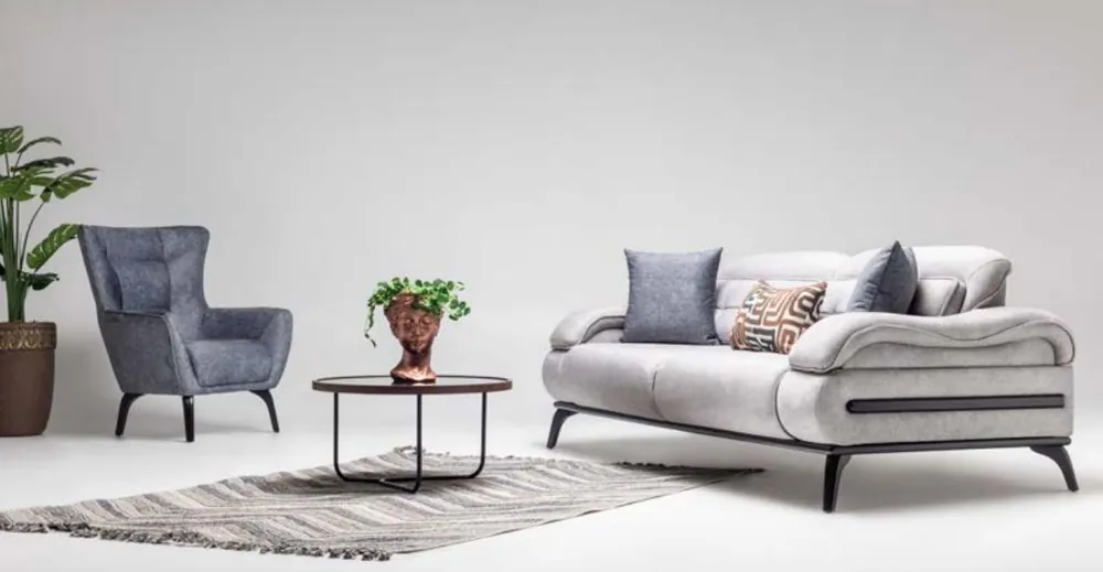 Designer Wohnzimmer Sitz Möbel Luxuriöser Dreisitzer Einsitzer 2tlg Set Neu