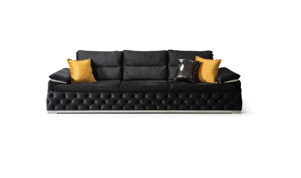 Dreisitzer Couch Design Sofa Moderne 4er Sitz Sofas Zimmer Möbel Schwarz Polster Handgefertigt