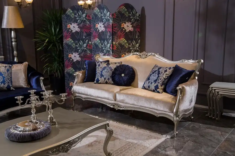 Ab Werk Dreisitzer Luxus Sofa 3 Sitzer Sofas Barock Rokoko Stoff Design Couch