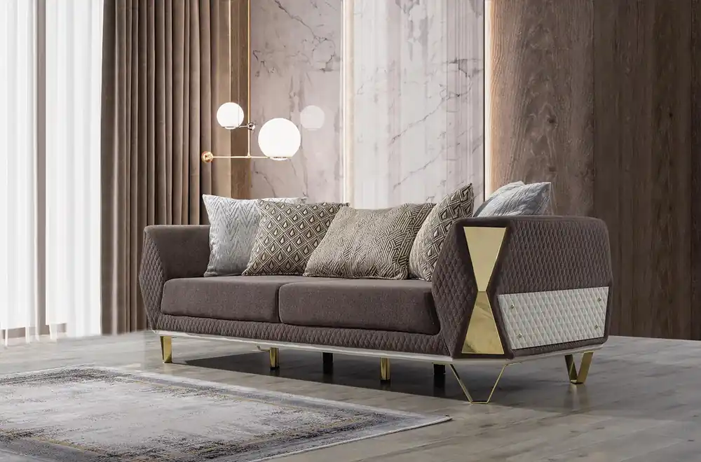 Wochenendangebot Dreisitzer Sofa 3 Sitz Sofas Wohnzimmer Couch Stoff Couchen Möbel grau
