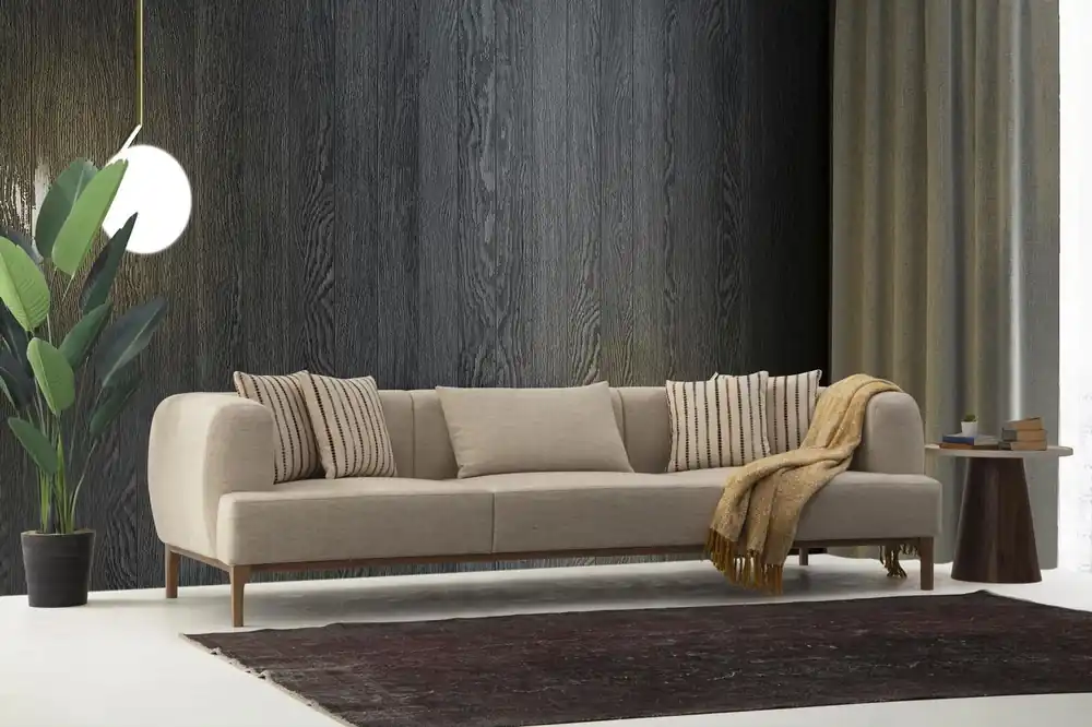 Dreisitzer Sofa 3 Sitzer Sofas Beige Stoff Modern Wohnzimmer Luxus Neu Schnäppchen