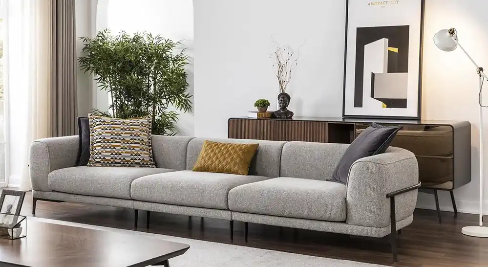 Ab Werk Dreisitzer Sofa 3 Sitzer Stoffsofa Sofas Modern Grau Stoff Couch Neu