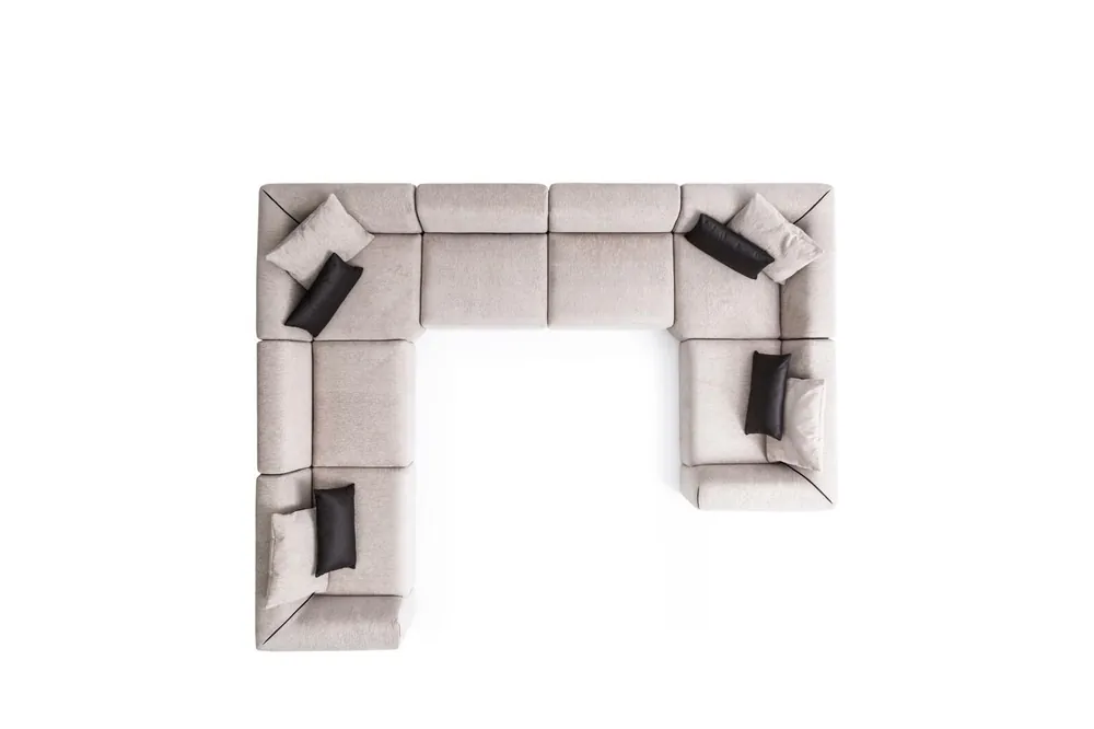 Neuheit Ecksofa U-form Wohnzimmer Sofa Couch Beiges Polstersofa Wohnlandschaft