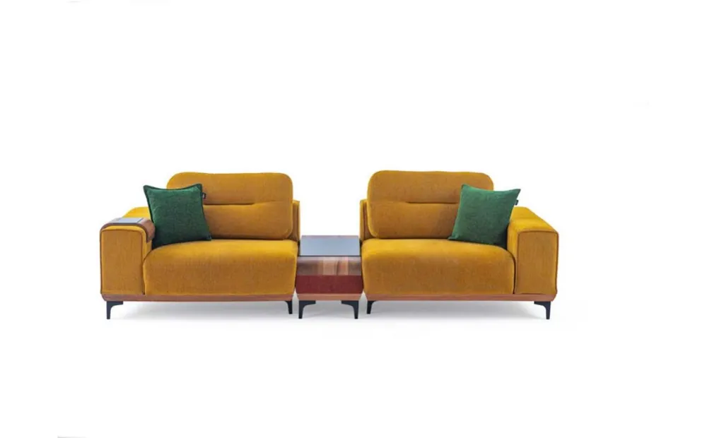 Gelber Dreisitzer 3-Sitzer Sofa Luxus Wohnzimmer Couchen Designer Sofas Beliebt