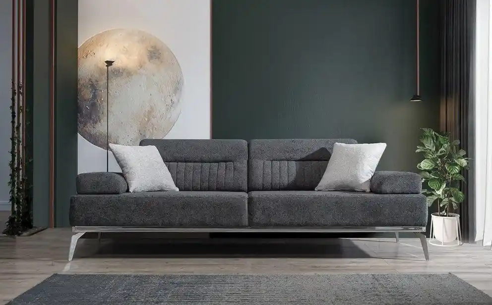 Grau Wohnzimmer 3-Sitzer Stoffsofa Modern Luxus Design Textil Material Sonderaktion