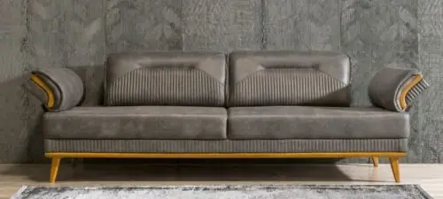 Grauer Polster 3-er Wohnzimmer Dreisitzer Sofa Luxuriöse Textil Couch Garantierte Lieferung