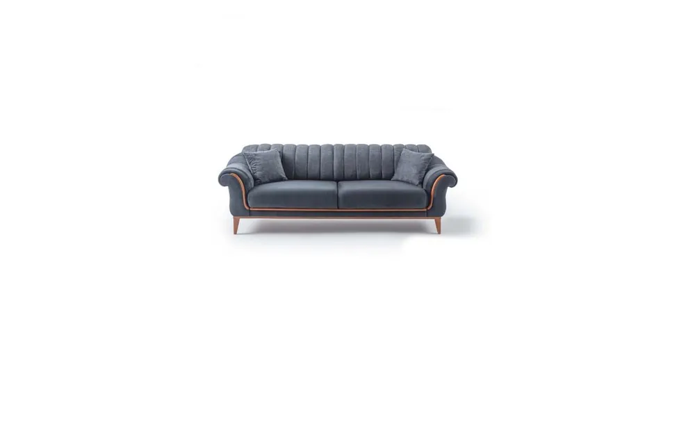 Garantierte Lieferung Grauer Stilvoller Dreisitzer Modernes Sofa Wohnzimmer Polster Couch Neu