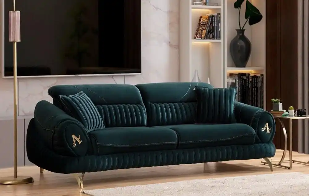Heute Kaufen Grün Dreisitzer Luxus Couch Modernes Holz Design Wohnzimmermöbel neu