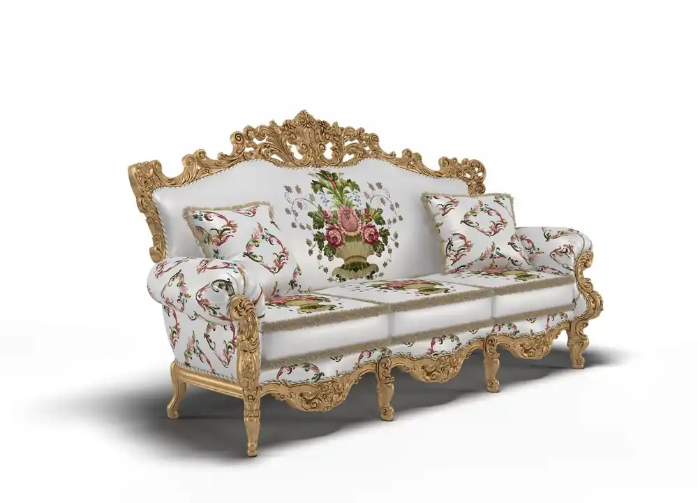 Klassisch Design Polster Luxus Sitz Sofa Couch Samt Textil 3 Sitzer Neu Möbel Günstig