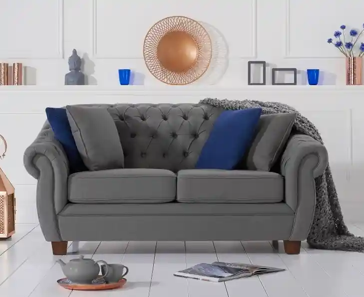 Klassische Leder Couch - Textil Chesterfield Stoff Sofa 2 SitzerNeu jvmoebel ® Sale