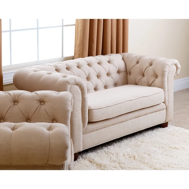 Exklusiv Landhaus Zweisitzer- Chesterfield Sofa Sitz Gemütliche Couch Stoff jvmoebel ®