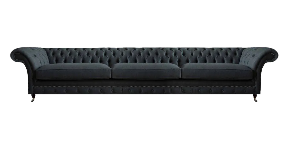 Luxuriöse Schwarze Chesterfield Textilcouch Wohnzimmer Edle Stoffsofas Echt