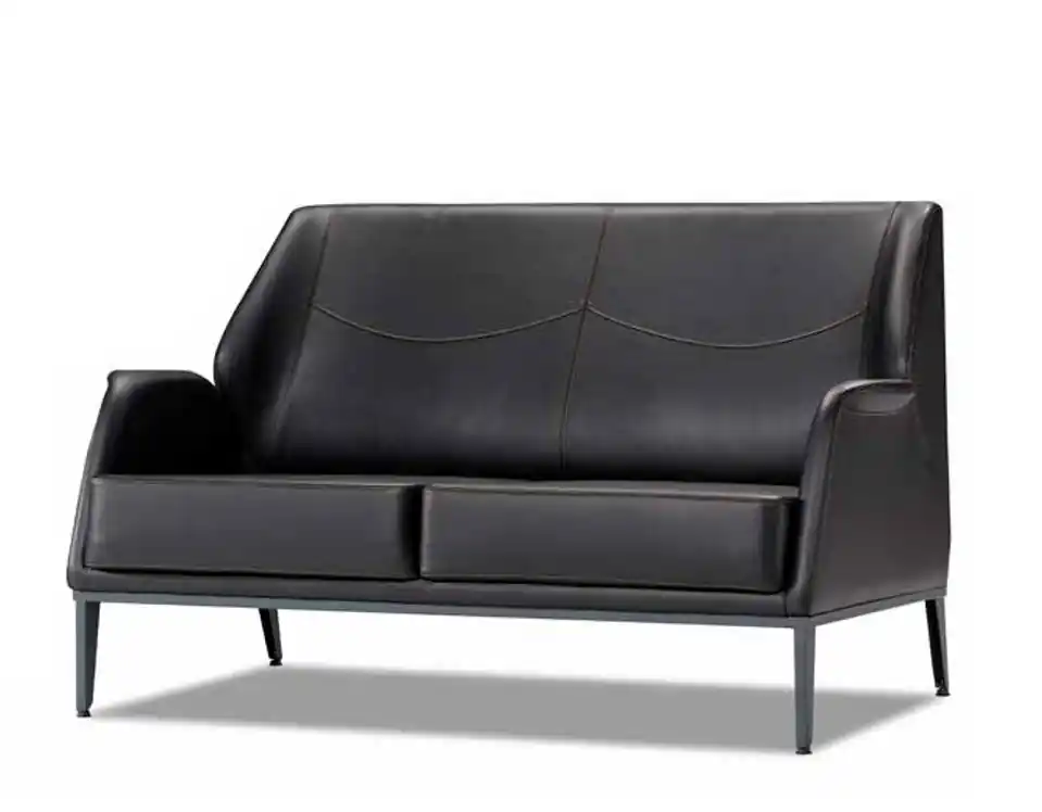 Exklusiv Luxuriöse Schwarze Ledercouch Designer Polstermöbel Moderner Zweisitzer