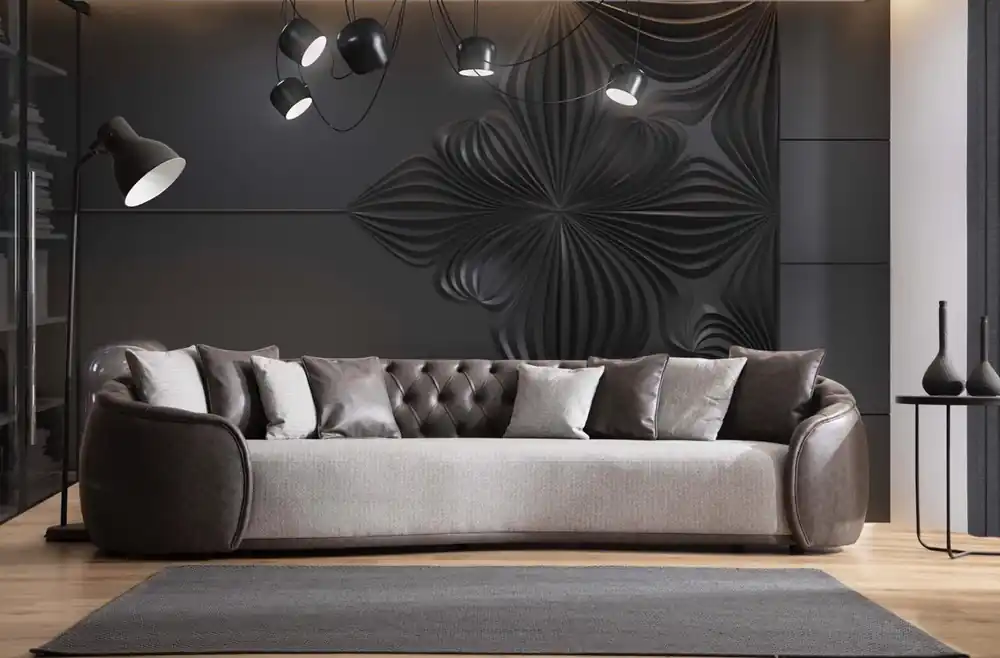 Luxus Bank Sofa Couch Wohnzimmer Kanzlei Möbel Textil Sofas 3 Sitzer Neuheit
