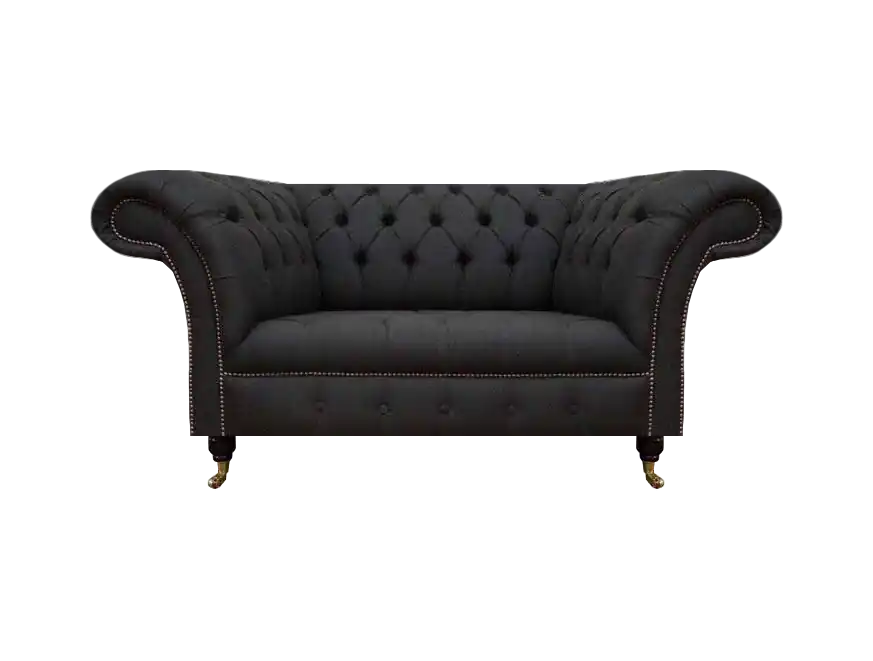 Luxus Chesterfield Sofas Designer Schwarzer Zweisitzer Wohnzimmer Möbel Ausverkauf