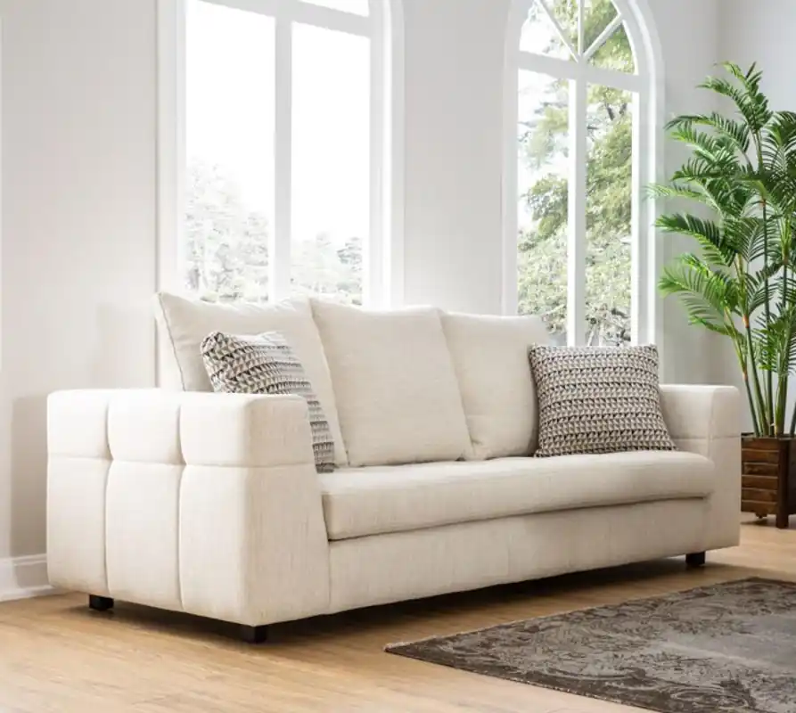 Luxus Modernes Sofa 3 Sitzer Polstersofa weiß Textill Sitz Design Couch Sofas Top-Angebot