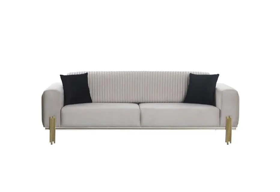 Markenware Luxus Sofa 3 Sitzer Couches Sofas Gepolstert Couch Stoff Modern weiß Dreisitzer